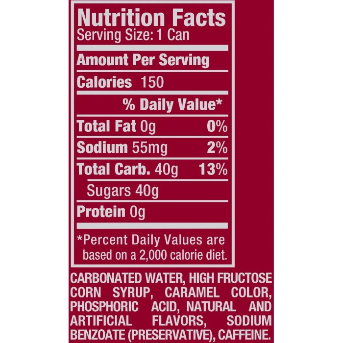 Diet dr pepper nutrition facts